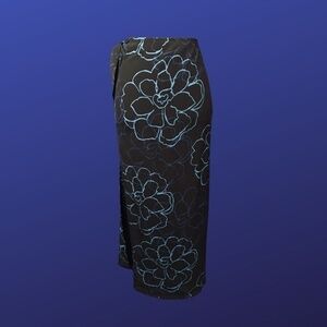 NEW YORK & COMPANY Skirt, Sarong Wrap Style, MIDI, BLACK/BLUE, NWOT, Size 10
